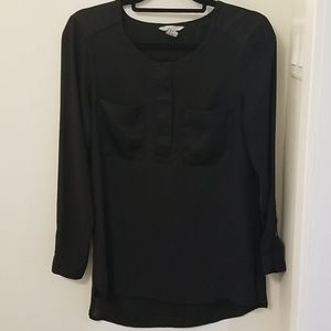 Black sheer, hi low blouse